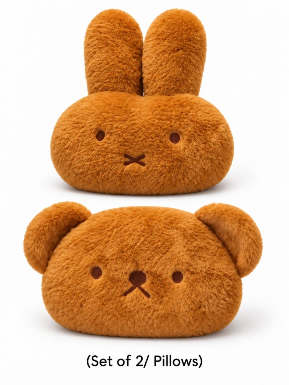 (2 Pcs) New Kawaii Gift Pillow Miffy Boris Bear Plush Toy Sleeping Cushion Brown